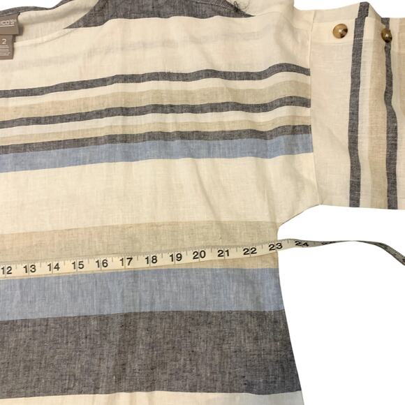 Chico's Linen Blend Popover Top and Linen Pull On Ankle Pant Set Size 12 - Picture 5 of 15